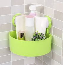 Plastic triangle bathroom suction shelves green